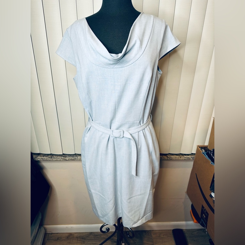 Calvin Klein Baby Blue Cowl Neck Retro Look Sheath Dress Size Large